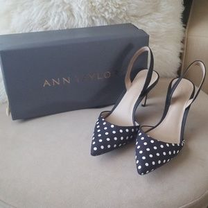 Ann Taylor Polka Dot Slingback Pumps